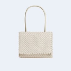 보테가 베네타 초크 패티 탑 핸들백 베이지